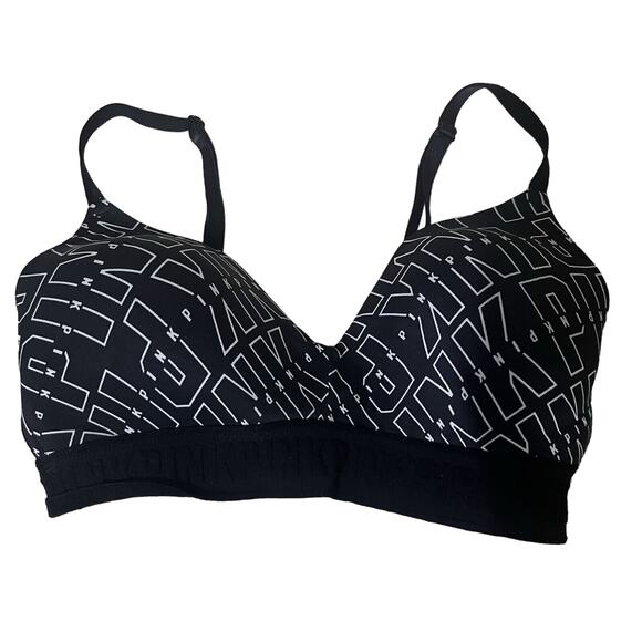 Victoria's Secret PINK Wear Everywhere Wireless Bra Black Monogram 32D - Picture 1 of 6